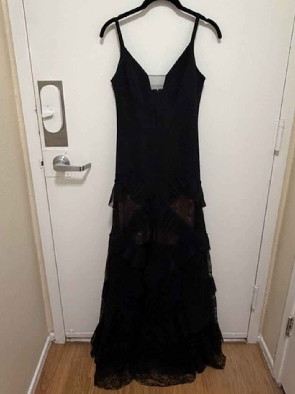 BCBGMAXAZRIA Avaline Pleated Black Gown